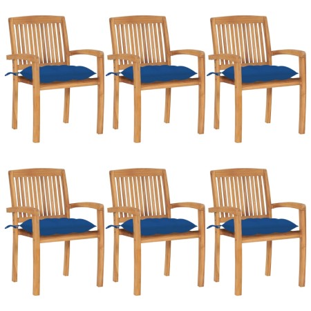 Sillas de jardín apilables 6 uds madera de teca con cojines von , Gartenstühle - Ref: Foro24-3073277, Preis: 636,92 €, Rabatt: %
