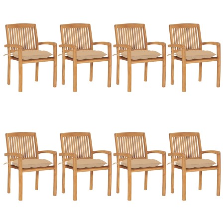 Sillas de jardín apilables 8 uds madera de teca con cojines von , Gartenstühle - Ref: Foro24-3073282, Preis: 901,96 €, Rabatt: %