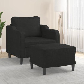 Sillón con taburete tela negro 60 cm by , Sofas - Ref: Foro24-3201131, Price: 188,25 €, Discount: %