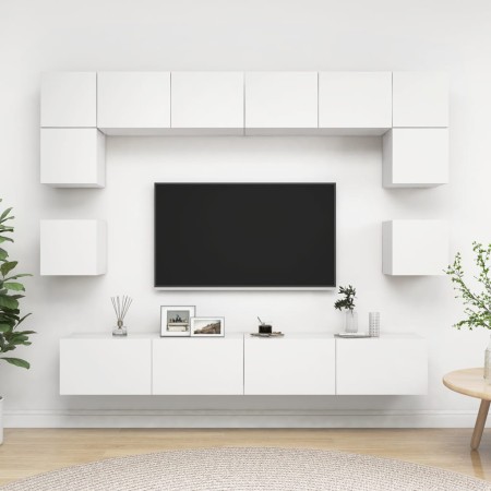 Set de muebles de salón TV 8 piezas madera de ingeniería blanco by , TV Furniture - Ref: Foro24-3078692, Price: 296,56 €, Dis...