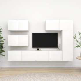 Set de muebles de salón TV 6 piezas madera de ingeniería blanco by , TV Furniture - Ref: Foro24-3078715, Price: 248,23 €, Dis...