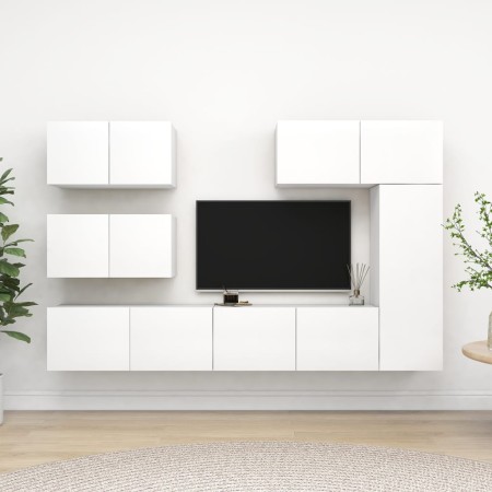 Set de muebles de salón TV 6 piezas madera de ingeniería blanco by , TV Furniture - Ref: Foro24-3078715, Price: 248,23 €, Dis...