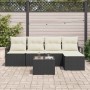 Conjunto de sofá de jardín 6 pcs Negro Poliratán