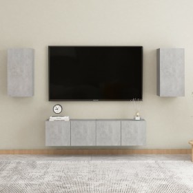 Set de muebles de salón 4 pzas madera ingeniería gris hormigón by , TV Furniture - Ref: Foro24-3079062, Price: 120,35 €, Disc...
