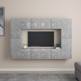 Set de muebles de salón 8 pzas madera ingeniería gris hormigón de , Muebles TV - Ref: Foro24-3079088, Precio: 237,23 €, Descu...