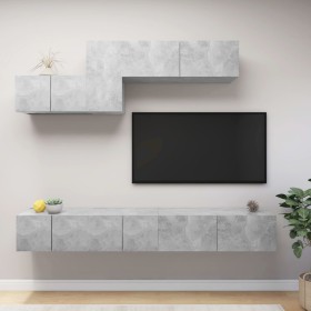 Set muebles de salón TV 6 pzas madera ingeniería gris hormigón von , TV-Möbel - Ref: Foro24-3079150, Preis: 202,38 €, Rabatt: %