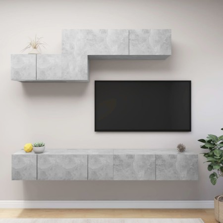 Set muebles de salón TV 6 pzas madera ingeniería gris hormigón von , TV-Möbel - Ref: Foro24-3079150, Preis: 202,38 €, Rabatt: %