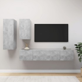 Set muebles de salón TV 4 pzas madera ingeniería gris hormigón von , TV-Möbel - Ref: Foro24-3079152, Preis: 150,21 €, Rabatt: %