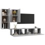 Set muebles de salón TV 4 pzas madera ingeniería gris hormigón by , TV Furniture - Ref: Foro24-3079152, Price: 150,21 €, Disc...