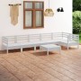 Juego de muebles de jardín 7 piezas madera maciza pino blanco | Foro24.es | Tu tienda online para hogar, jardín y más Foro24.es
