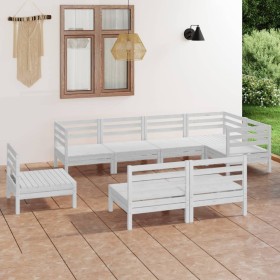 Juego de muebles de jardín 8 piezas madera maciza