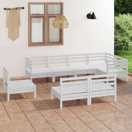 Juego de muebles de jardín 8 piezas madera maciza pino blanco | Foro24.es | Tu tienda online para hogar, jardín y más Foro24.es