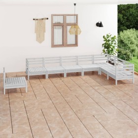 Juego de muebles de jardín 8 piezas madera maciza