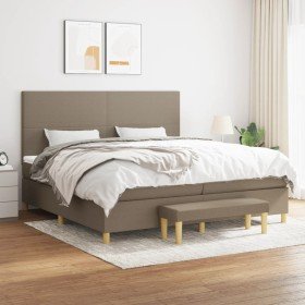Cama box spring con colchón tela gris taupe 200x200 cm en Camas y somieres | Comprar online en Foro24