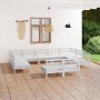 Juego de muebles de jardín 11 piezas madera maciza pino blanco | Foro24.es | Tu tienda online para hogar, jardín y más Foro24.es