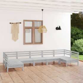 Juego de muebles de jardín 7 piezas madera maciza