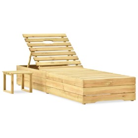 Tumbona con mesa de madera de pino impregnada verde by , Loungers - Ref: Foro24-315401, Price: 107,91 €, Discount: %