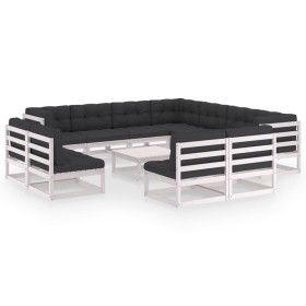 12-piece garden furniture set with white pine wood cushions by vidaXL, Garden sets - Ref: Foro24-3076940, Price: 1,00 €, Disc...