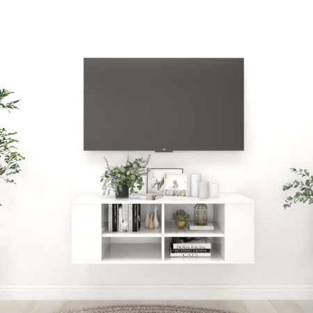 Mueble de pared para TV contrachapada blanco brillo 102x35x35cm | Foro24.es | Tu tienda online para hogar, jardín y más Foro24.es
