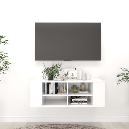 Mueble de pared para TV madera contrachapada blanco 102x35x35cm | Foro24.es | Tu tienda online para hogar, jardín y más Foro24.es