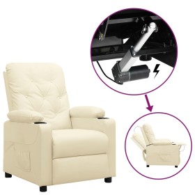 Sillón elevable cuero sintético crema