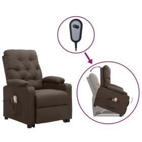 Sillón de masaje elevable de tela marrón