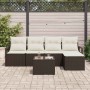Conjunto de sofá de jardín 6 pcs Marrón Poliratán