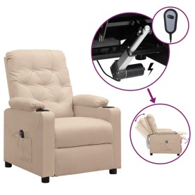 Sillón reclinable eléctrico de tela crema