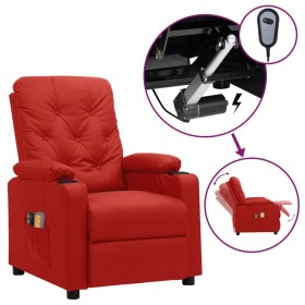 Sillón de masaje eléctrico cuero sintético rojo
