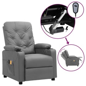 Sillón de masaje eléctrico cuero sintético gris