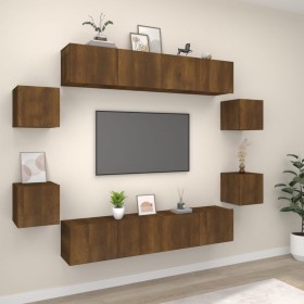 Set de muebles para TV 8 pzas madera contrachapada roble marrón by , TV Furniture - Ref: Foro24-3114221, Price: 247,77 €, Dis...