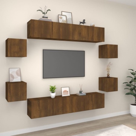Set de muebles para TV 8 pzas madera contrachapada roble marrón by , TV Furniture - Ref: Foro24-3114221, Price: 247,77 €, Dis...