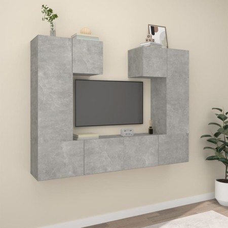 Set de muebles de TV 6 pzas madera contrachapada gris hormigón by , TV Furniture - Ref: Foro24-3114457, Price: 193,60 €, Disc...