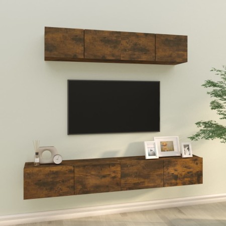 Set de muebles de TV 4 pzas madera contrachapada roble ahumado | Foro24.es | Tu tienda online para hogar, jardín y más Foro24.es