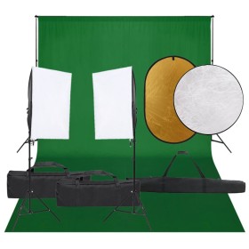 Kit de estudio fotográfico con set de luces, fondo y reflector de , Flashes e iluminaciones de estudio - Ref: Foro24-3094758,...