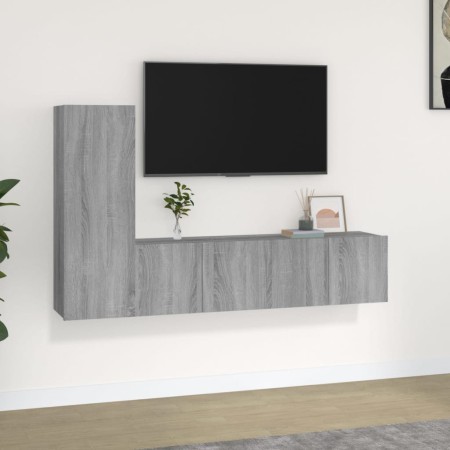 Set de muebles para TV 3 pzas madera contrachapada gris Sonoma | Foro24.es | Tu tienda online para hogar, jardín y más Foro24.es