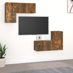 Set de muebles de TV 4 pzas madera contrachapada roble ahumado de , Muebles TV - Ref: Foro24-3120272, Precio: 121,52 €, Descu...