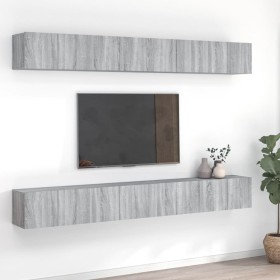 Muebles TV 8 uds madera contrachapada gris Sonoma