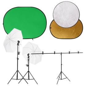 Kit de estudio fotográfico con luces, fondo y reflector by , Flashes and studio lighting - Ref: Foro24-3143942, Price: 188,38...