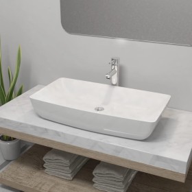 Lavabo de baño rectangular con grifo mezclador cerámica blanco von , Sinkt - Ref: Foro24-275493, Preis: 143,66 €, Rabatt: %