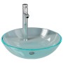 Lavabo de baño con grifo y desagüe de empuje vidrio templado by , Sinks - Ref: Foro24-3098443, Price: 90,76 €, Discount: %