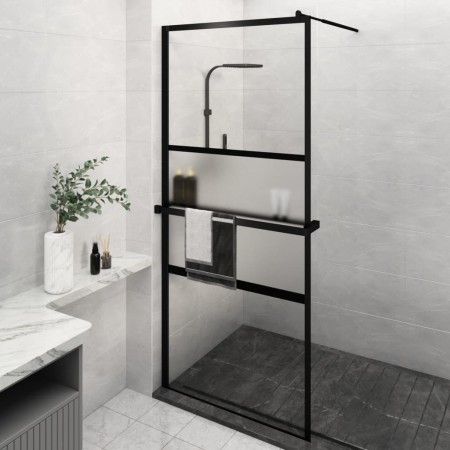 Mampara ducha con estante vidrio ESG y aluminio negro 90x195 cm von , Duschwände und Duschwände - Ref: Foro24-3185462, Preis:...