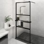 Mampara ducha con estante vidrio ESG y aluminio negro 90x195 cm von , Duschwände und Duschwände - Ref: Foro24-3185462, Preis:...