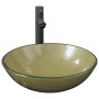 Lavabo de baño grifo&desagüe de empuje vidrio templado dorado by , Sinks - Ref: Foro24-3098462, Price: 89,87 €, Discount: %