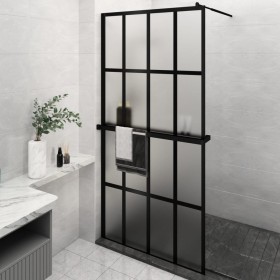 Mampara ducha con estante vidrio ESG y aluminio negro 118x190cm von , Duschwände und Duschwände - Ref: Foro24-3185488, Preis:...