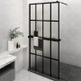 Mampara ducha con estante vidrio ESG y aluminio negro 118x190cm von , Duschwände und Duschwände - Ref: Foro24-3185488, Preis:...
