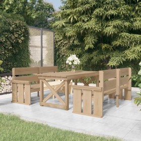 Set de muebles de jardín 3 pzas madera maciza