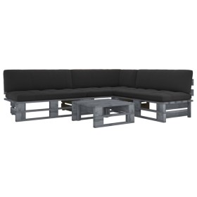 Muebles de palets 4 pzas y cojines madera pino