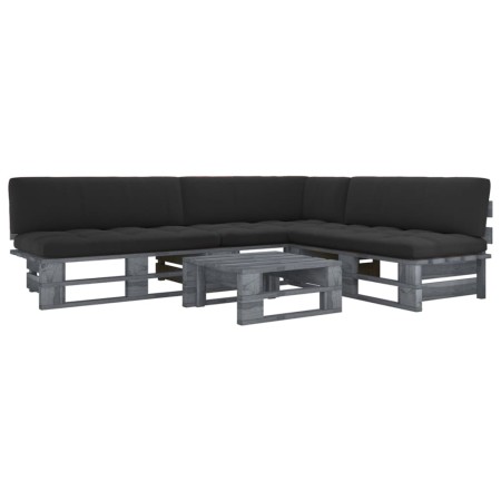 Muebles de palets 4 pzas y cojines madera pino impregnada gris by , Garden sets - Ref: Foro24-3066704, Price: 420,62 €, Disco...