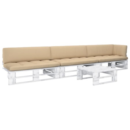Muebles de palés 4 pzas y cojines madera pino impregnada blanco by , Garden sets - Ref: Foro24-3066712, Price: 466,55 €, Disc...